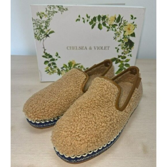 Chelsea & Violet Sherpa Slip-On Espadrille Latte Flats 6 New with Box - Picture 1 of 8